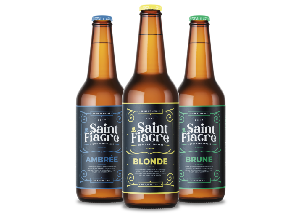 Etiquette de bouteille de bière créé et imprimé par le graphiste du labo graphik